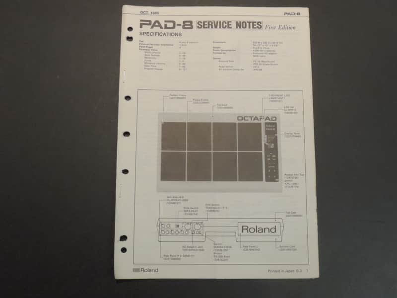 Roland PAD-8 Service Notes [Three Wave Music] image 1
