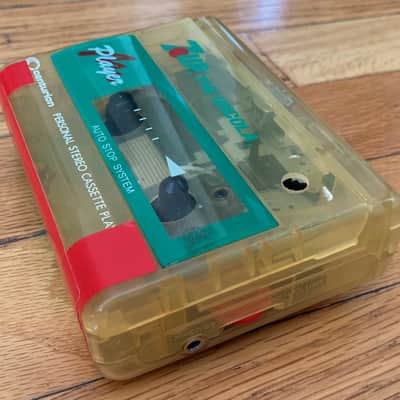 Yellowed Centurion E305C variable speed cassette walkman device *Serviced* that plays "tapes" and has a volume wheel image 2