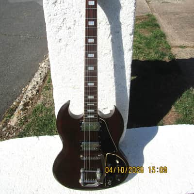 Gibson SG Deluxe Guitar, 1971, Walnut Finish, Bigsby, Grovers, Case image 2