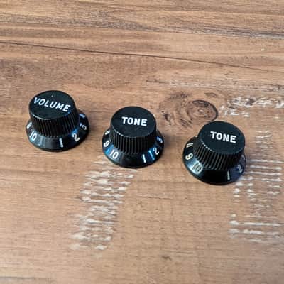 Fender Stratocaster Control Knob Set Of 3 Volume Tone/Tone Original Vintage 1970s Black image 1