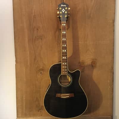 Ibanez AEF30E Cutaway Acoustic Electric Guitar Trans Flame Black image 2