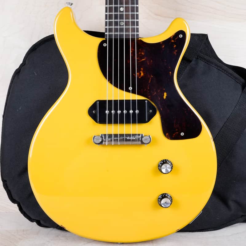 Burny Rock n' Roll RTV-55 MIJ 1992 Junior Yellow Double Cutaway TV Jr DC w/ Bag image 1