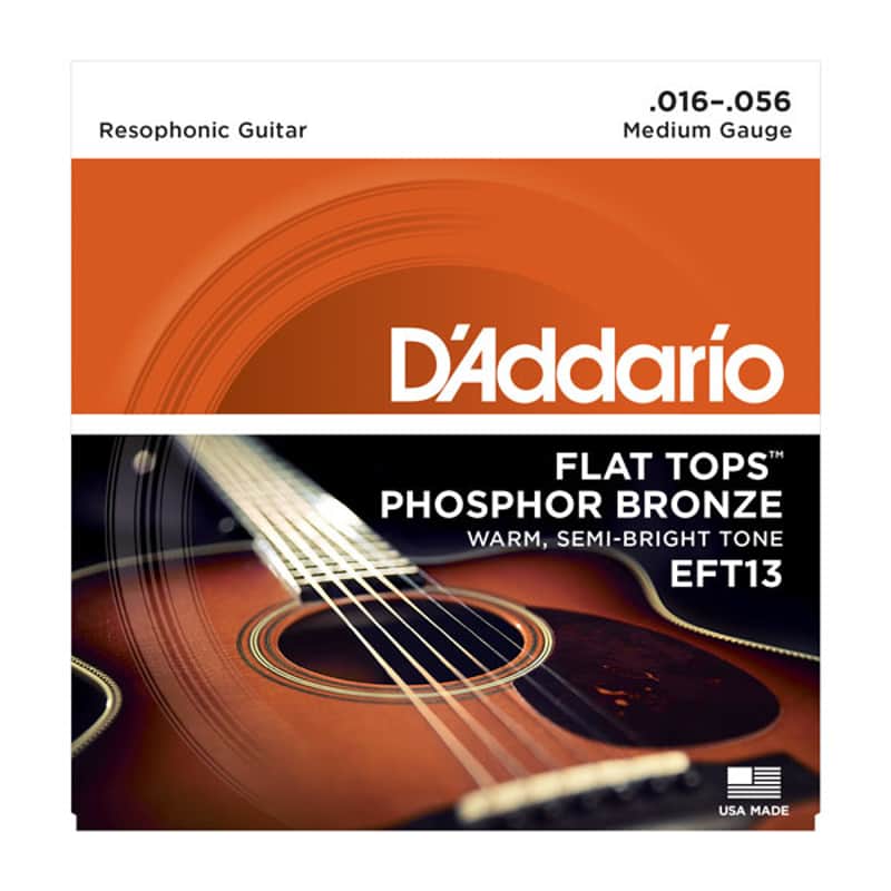 NEW D'Addario EFT13 Flat Tops Phosphor Bronze Resonator Strings - Medium - .016-.056 image 1