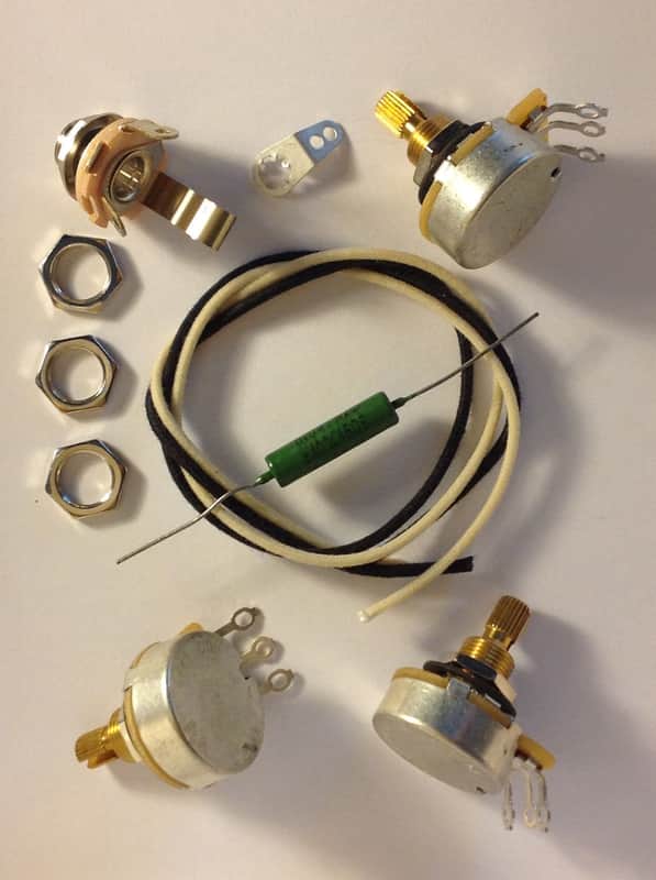 Wiring Harness Kit for J Bass CTS 450G Knurled Pots .047uf Soviet PIO Capacitor image 1