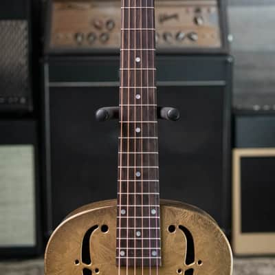 National Gold Dueco 14-Fret Resonator Guitar with Hardshell Case image 4