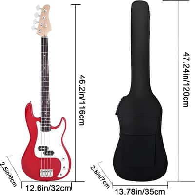Bass Guitar Case - Bass Guitar Gig Bag 0.25 Inch Thick Padding Backpack Soft & Large Pocket & Back Hanger Loop Black (Bass Guitar Bag) image 2