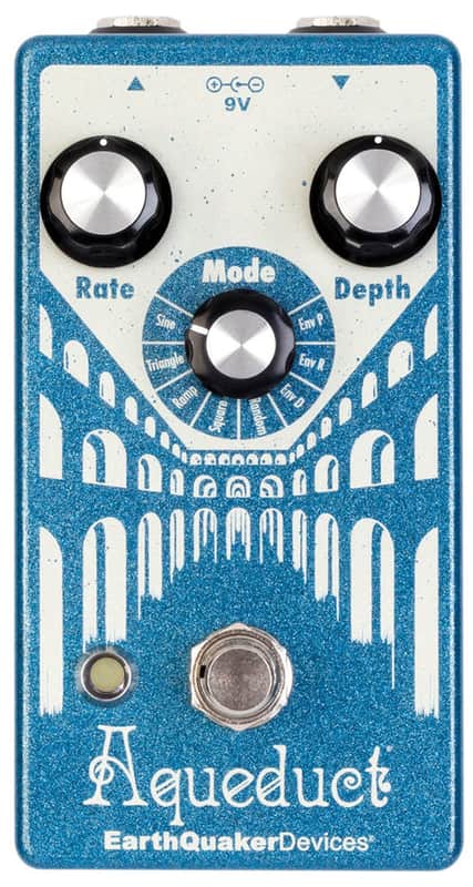 EarthQuaker Devices Aqueduct Vibrato 2018 - Present - Blue Sparkle / White Print image 1