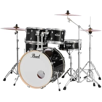 Pearl Export Standard 5 Piece Drum Set with HWP830 HARDWARE PACKBox EXX725/CA31 Jet Black image 3