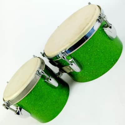 *Gretsch Green Sparkle Bongo Drums Vintage '52 Broadkaster 5.5x6,8"Calfskin 50s* image 6