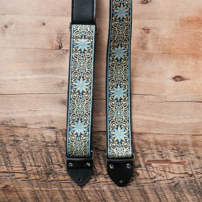 Vintage Blue 60s/70s Hippie Guitar Strap / Handmade in the UK / Case Candy image 3