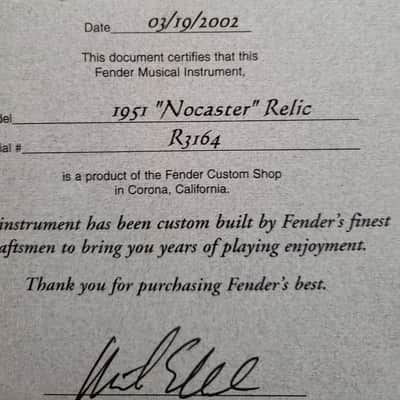 Fender Custom Shop '51 Reissue Nocaster Light Relic Made 3/19/2002 image 14