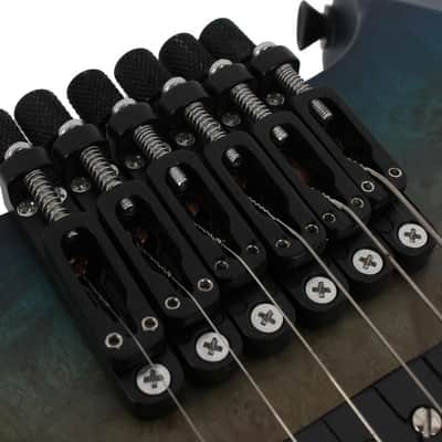 Swing UV-1F Matte Blue Burst Headless Electric Guitar Burl Top Fan Fret Multi Scale image 5