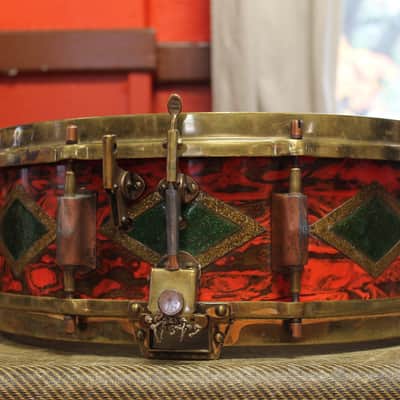 1930s Premier Dominion Super 5.5"x14" Snare Drum in Sunset Pearl image 2