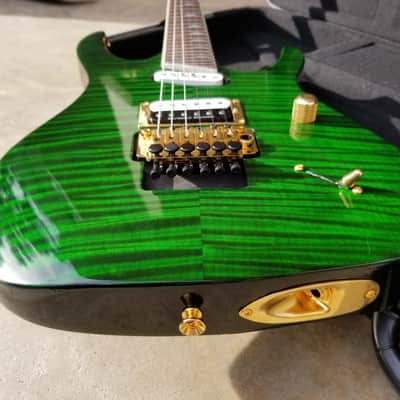 2000-2002 Hamer Californian Deluxe MIK Boomers  Green Flame 27 Frets Floyd Rose image 9