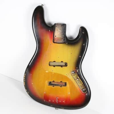 1969 Vintage Fender Jazz Bass Alder 4-Bolt Sunburst BODY ~Original Finish~ 1960s USA Early-CBS image 1