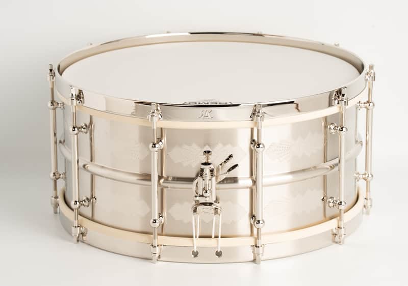 AK Drums Standard Model Nickel Over Brass / Hand Engraved AK Diamonds Pattern 6.5"×14" image 1