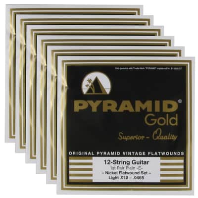 Pyramid Gold Electric Flatwound 12-String Light 10-46.5 (6 Pack Bundle) image 1