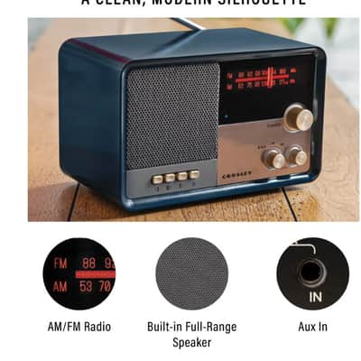 Crosley CR3036D Tribute Vintage Style AM/FM Radio With Bluetooth - Navy-NEW image 4