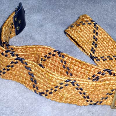 Vintage 1970s Guitar Strap Leather Ends, Metal Buckle, Metal Rivets, Metal Loop, Orange and Black Strong and Solid Excellent image 8
