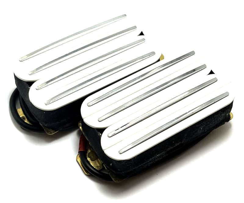 Dragonfire Quad Rails Humbucker Set ~ Bridge + Neck Super Passive Hot Rail Pickups ~ White w/ Chrome image 1