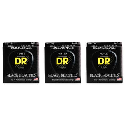 DR Strings BKB5-45 Black Beauties Coated Steel Bass Guitar Strings - .045-.125 Medium 5-string (3 Pack) image 1