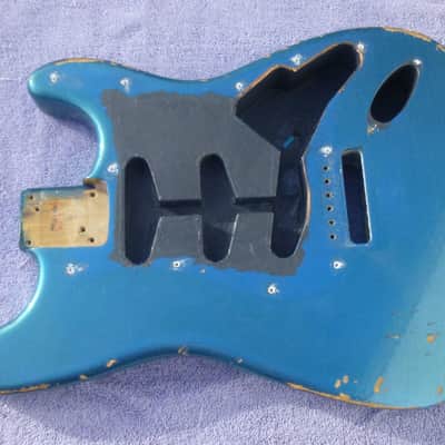 1989 Fender USA Stratocaster relic blue AVRI Reissue Strat guitar body, made by Oscar Pallares image 4