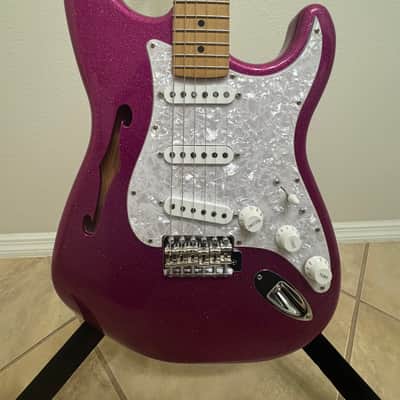 Partscaster Thinline S-Style - Purple Sparkle w/ Fender Cory Wong Loaded Pickguard (Semi-Hollow Fender Strat) image 2