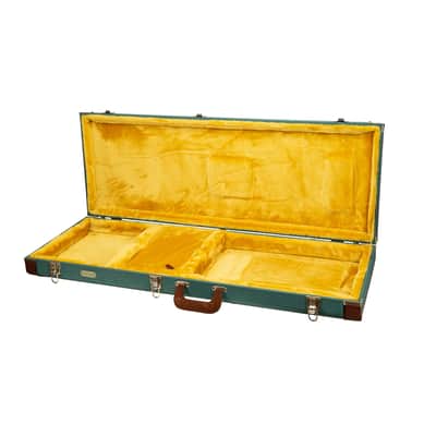 Crossrock Master Series - Wooden Jazzmaster/Jaguar Style Electric Guitar Case - Security Lock, Genuine Leather Handle, Reinforced Hardware, Metal Feet, Storage Space- Malachite Blue Tweed image 3