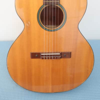 Vintage 1960-70s Kay Classical Acoustic Natural Guitar Clean Harmony Rare Jumbo Shape ?! A Jumbo Classical! Well Made Heavy Thick Tortoise Double Binding image 2