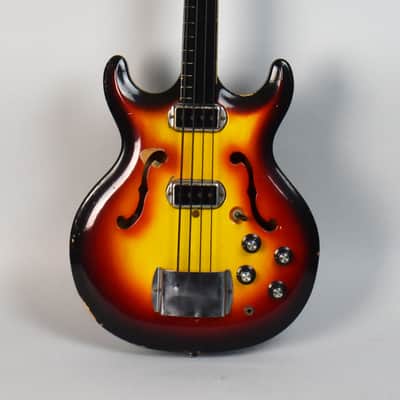 1960's Hohner Bartell Original Vintage Semi-Hollow Fretless Electric Bass Guitar image 1