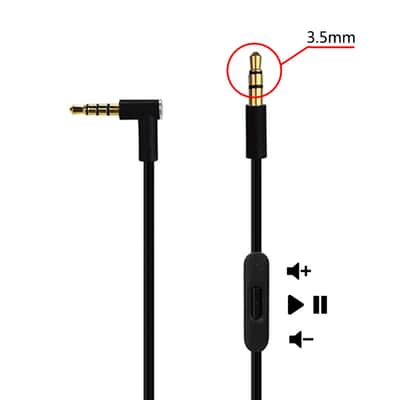 Original Replacement AUX Audio Cable Cord for Beats by Dre Headphones Solo/Studio/Pro/Wireless/Mixr with MIC Black+Replacement Charger Cable for Beats by Dr Dre and Pill image 3