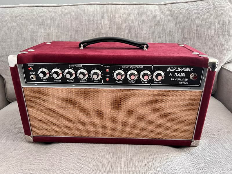 Amplified Nation Ampliphonix & Gain Maroon Suede Cane Front 50-watt MINT! image 1