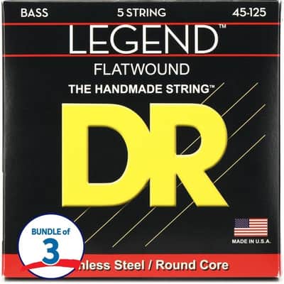 DR Strings Legend Polished Flatwound Stainless Steel 5-string Bass Strings (3 Pack) - .045-.125 Medium image 2