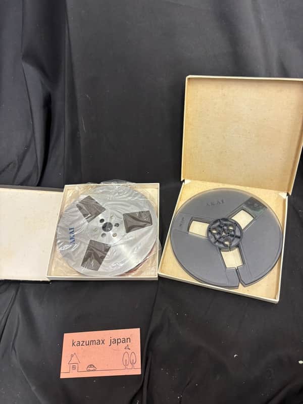 AKAI ATR-7M 7 Inch Open Reel Audio Tape Metal Reels 2 Boxed Set Tested image 1