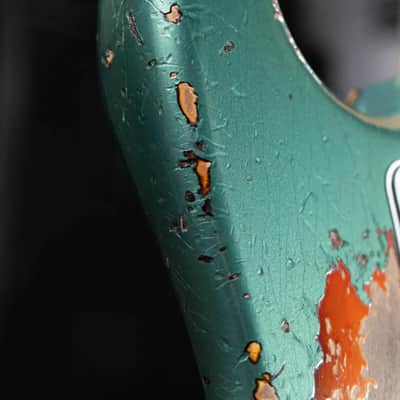 Fender Custom Shop 1965 Stratocaster Super Heavy Relic Electric Guitar - Super Faded Aged Sherwood Green Metallic over 3-Color Sunburst with Hardshell Case image 11
