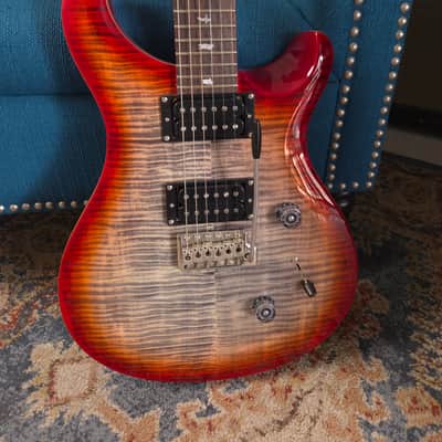 Used Paul Reed Smith SE Custom 24 Charcoal Cherry Burst w/bag image 2