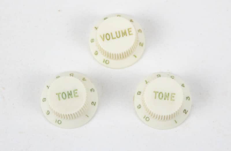 1970s-1980s Fender Stratocaster Strat White/Cream Volume/Tone Knob Set ~VINTAGE~ image 1