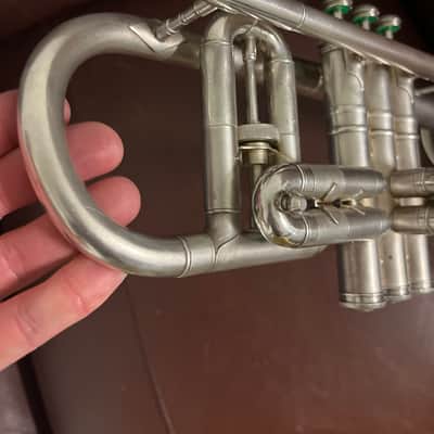 Conn Victor (model 4A) Bb and A cornet (1923) SN 199151 (Silver plated) (very rare) (opera glass - micro tuner)(professional) image 15