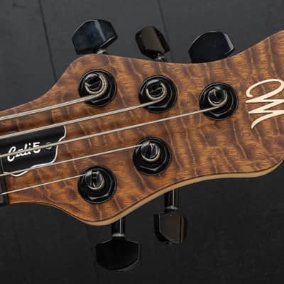 Mayones Cali 5 Fretless Mini 5A Quilted Mahogany - Trans Natural Matt image 7