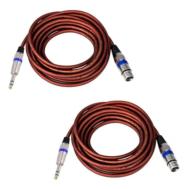 2Pcs 6 Feet Female XLR to 1/4 Inch TRS (6.35mm) Microphone Cables, XLR to Quarter inch Patch Cable, Unbalanced XLR Female to TRS Male Mic Cord Stereo Interconnect Cable image 1