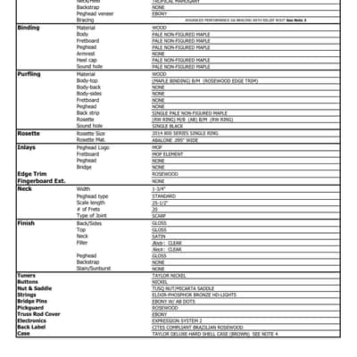 2016 Taylor 814ce LTD Brazilian Rosewood – Documented Factory Spec Sheet + CITES – Collector Grade image 6