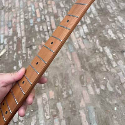 1 Headless ss 24frets roasted maple electric guitar neck C contour 25.5 spoke truss rod image 7