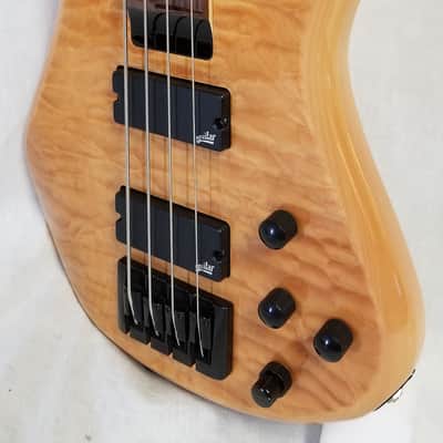 Zon Sonus Standard 4 Maple With Quilt Maple Top Electric Bass Gloss Trans Finish, Black Hardware image 2