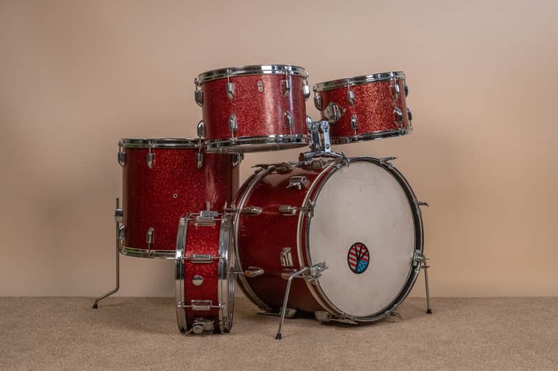 Vintage MIJ Red Sparkle Drum Set image 1