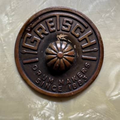 Gretsch Vintage 1960s Era Round Badge w/ Tack For 14x14 Tom 8x12 9x13 16x16 Progressive Jazz Name Band image 1