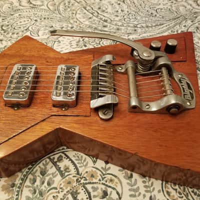 1960s Korina Wood Solidbody 2" Thick, Futuristic Guitar, Unknown Maker, Modeled After 1958-59 Gibson image 5