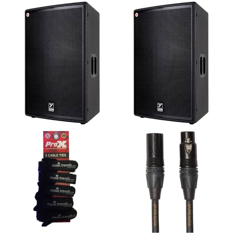 2x Yorkville EL15P Elite High Output Powered Speakers, 2500 watts peak + Gold Roland 25FT XLRS image 1