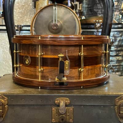USED 2004 6.5x14 Stanbridge Claro Walnut, Goncalo Alves, & Pau Ferro Snare Drum w/ Pau Ferro Hoops image 2