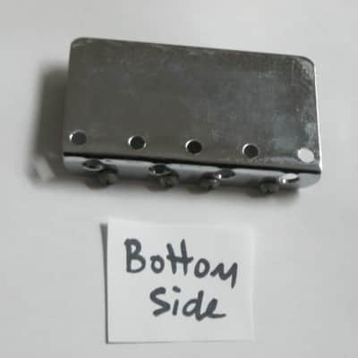 used lightly relic'd Fender Mexican P Bass Vintage Style BRIDGE full assembly Chrome (from 1994) also included is a used set of D'Addario bass strings image 23