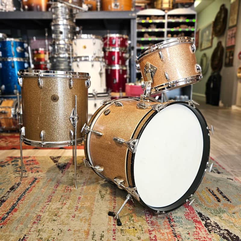 Gretsch Round Badge 18-14-12" 6-ply Bop Kit - Champagne Sparkle 1960s image 1